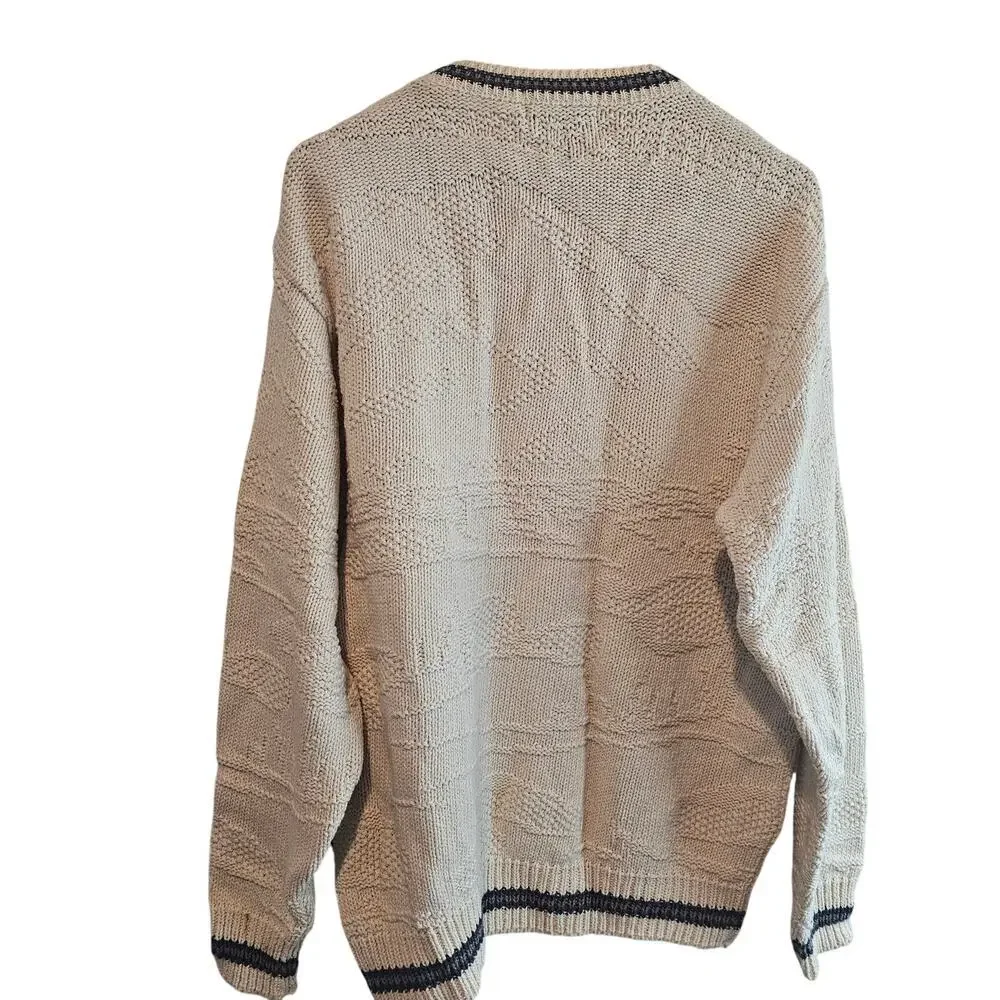 Vintage Croft & Barrow Wolves Sweater Mens Lg White 90s Cosby Academia Grandpa